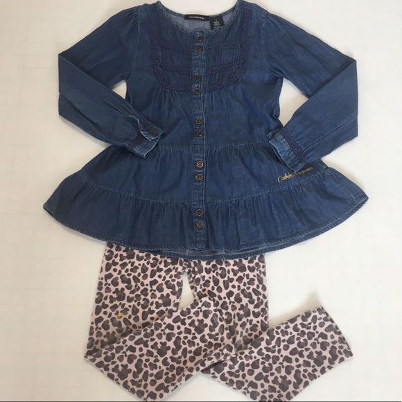 Calvin Klein Other - Calvin Klein little Girls denim blouse & Leggings